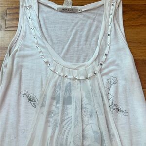 Stylish White Embellished Tank Top
